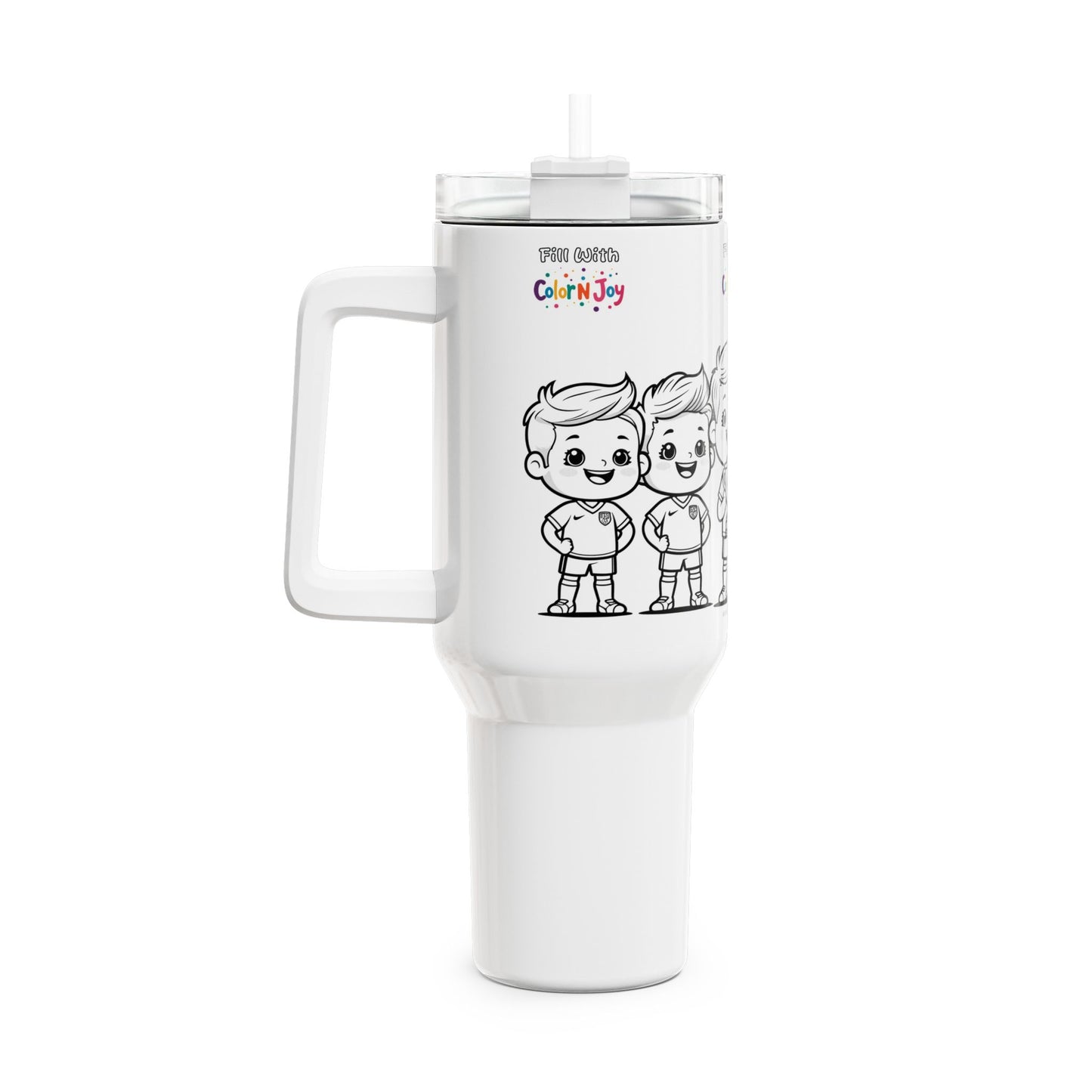 Champions United Football Tumbler – Travel Mug For Player with Colorful Icons | 40oz