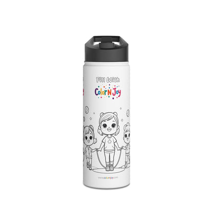 Rainbow Friends & Adventure Time Coloring Water Bottle | Fill with Blue, Green & Purple Designs | Eco-Friendly Stainless Steel | Reduces Screen Time