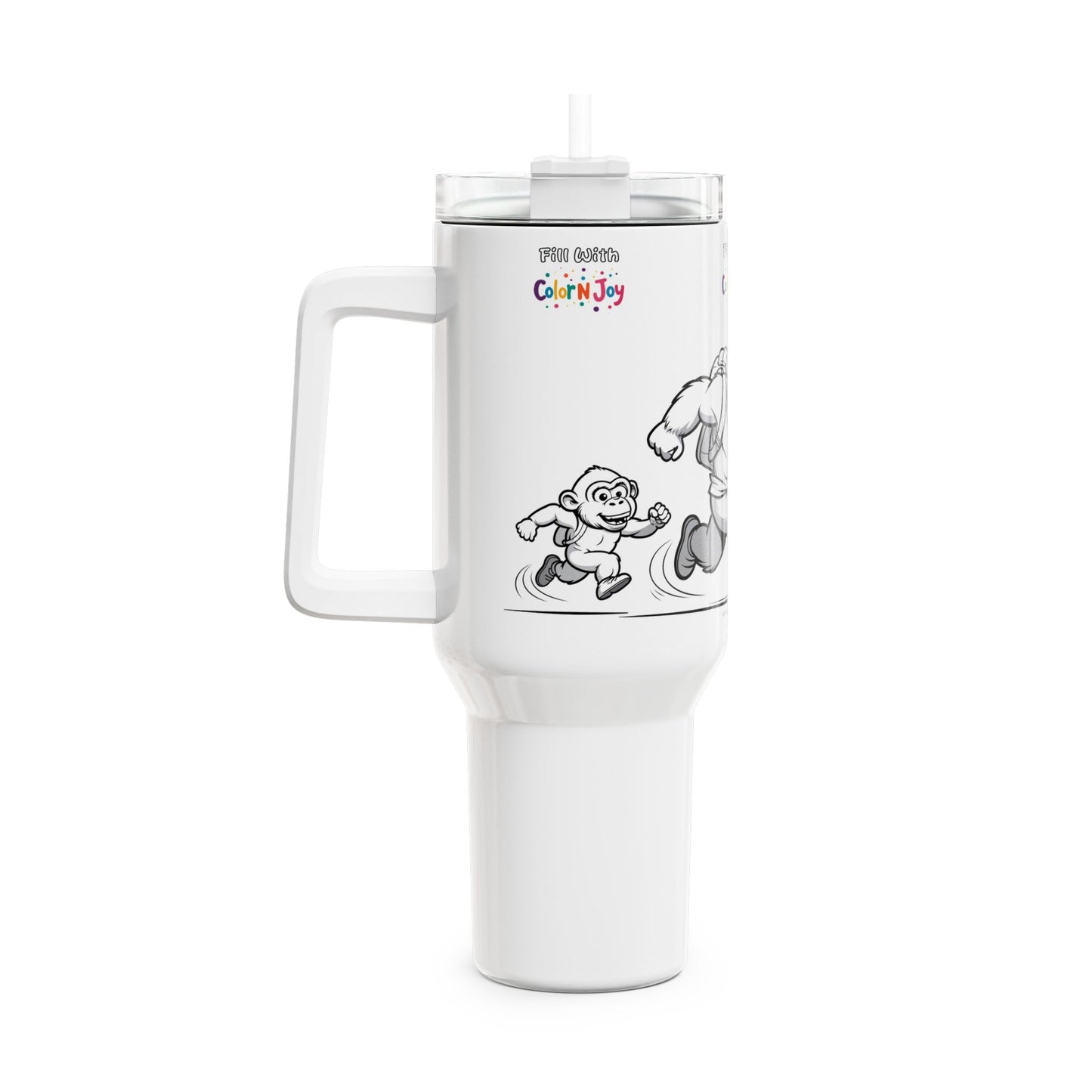 Jungle Ape Adventure Colorable Travel Mug – 40oz Creative Kids Tumbler | Color N Joy