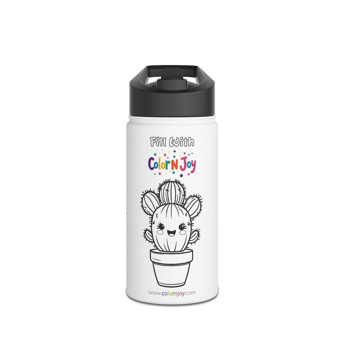 Cactus Coloring Water Bottle | Cute Succulent & Desert Plant Designs | Eco-Friendly Stainless Steel | Screen-Free Creative Fun