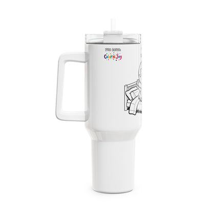 Cozy Ghost Halloween Travel Mug – Cute Character on Bed | 40oz Colorable Tumbler