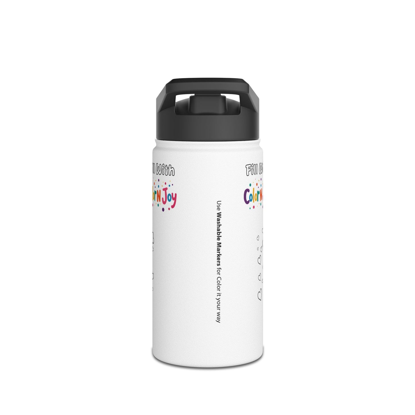 Care Bears Coloring Water Bottle | Eco-Friendly Stainless Steel Drinkware | Reduces Screen Time
