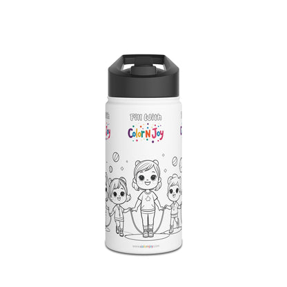Rainbow Friends & Adventure Time Coloring Water Bottle | Fill with Blue, Green & Purple Designs | Eco-Friendly Stainless Steel | Reduces Screen Time