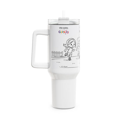 Team Victory Football Tumbler – 4 Kids Playing with Colorful Symbols | 40oz