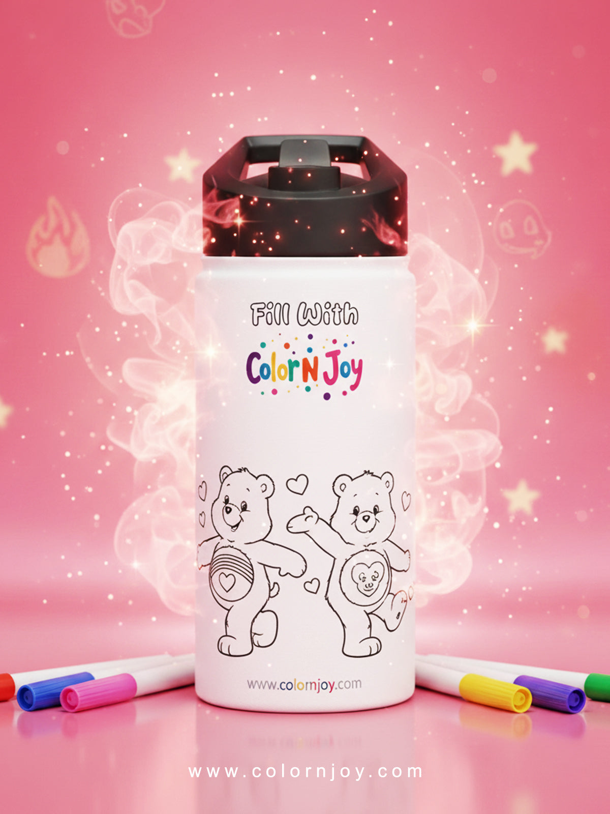 Spooky Doll Coloring Water Bottle | Halloween Activity for Kids | Reusable Stainless Steel with Free Coloring Pages