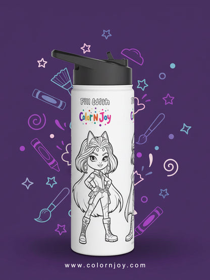 Descendants Coloring Water Bottle | Eco-Friendly Stainless Steel Gift | Screen-Free Creative Fun with Descendants Coloring Pages
