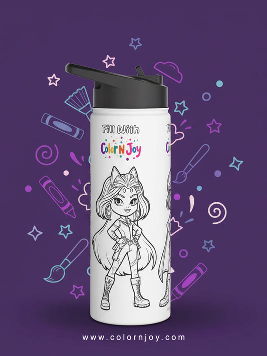 Bubble Guppies Coloring Water Bottle | Fill with Molly, Deema & Gil Designs | Eco-Friendly Stainless Steel | Screen-Free Fun